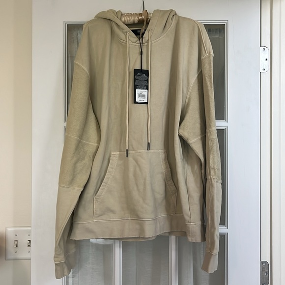 Hudson Jeans Men's Beige Moto Hoodie Pullover Sweater Size XXL - Picture 8 of 15